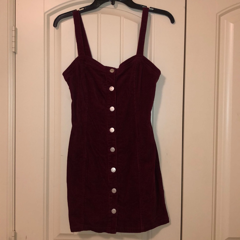 Maroon corduroy mini dress